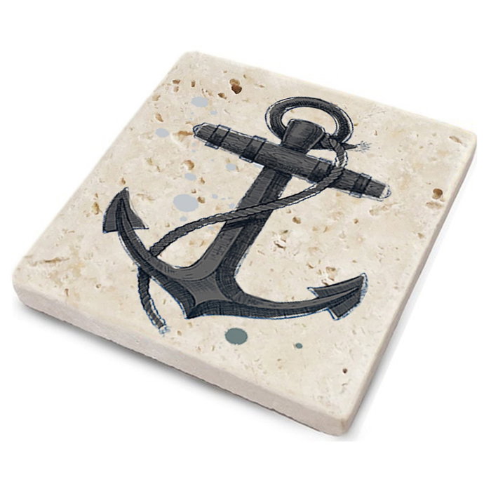 Hermia Juego de 4 Posavasos de Piedra Natural Multicolor